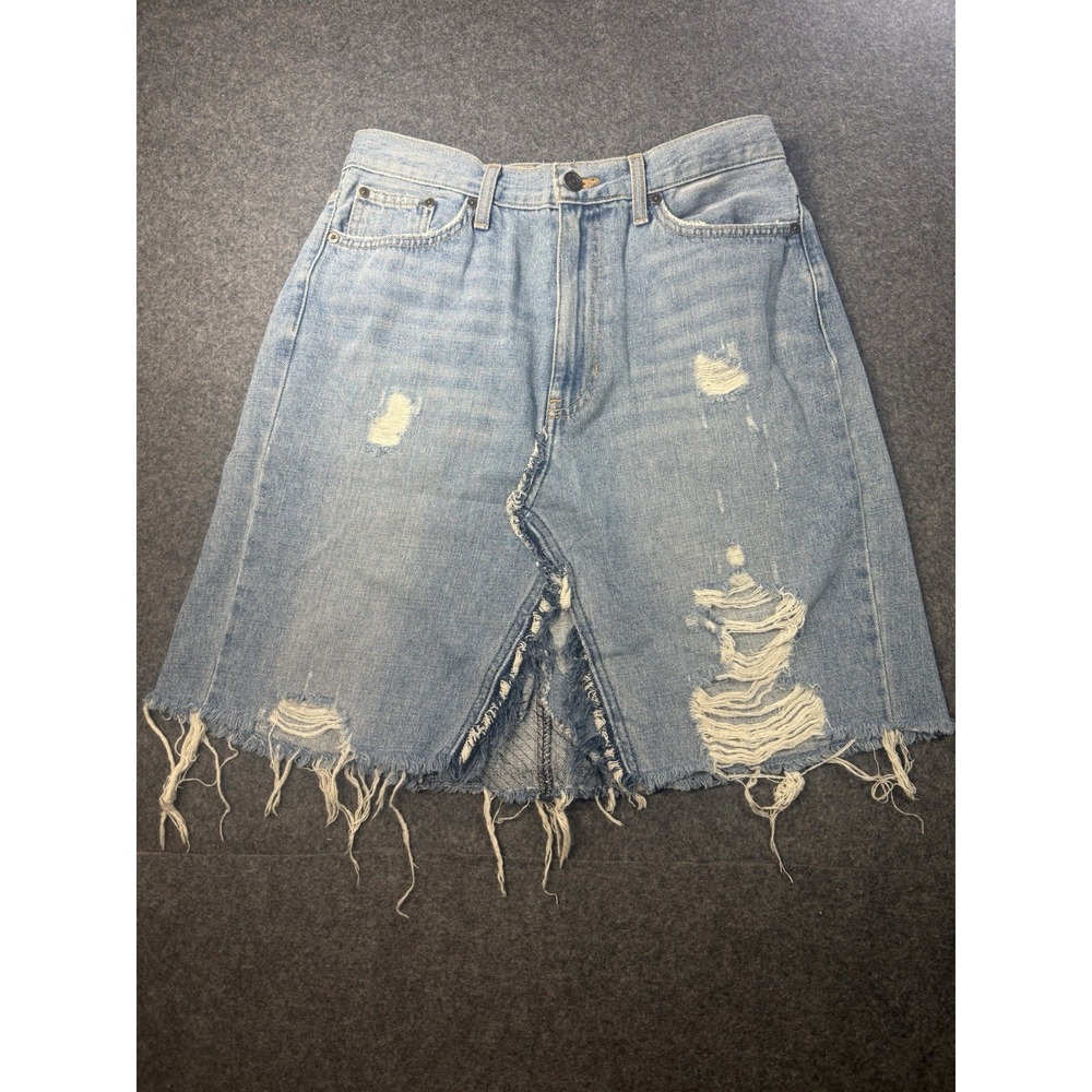 JustBlack Denim Distressed Raw Hem Skirt Size 29